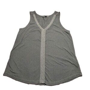 Prana Women's V-neck Tank Cozy Top Grey Black Striped Size Medium